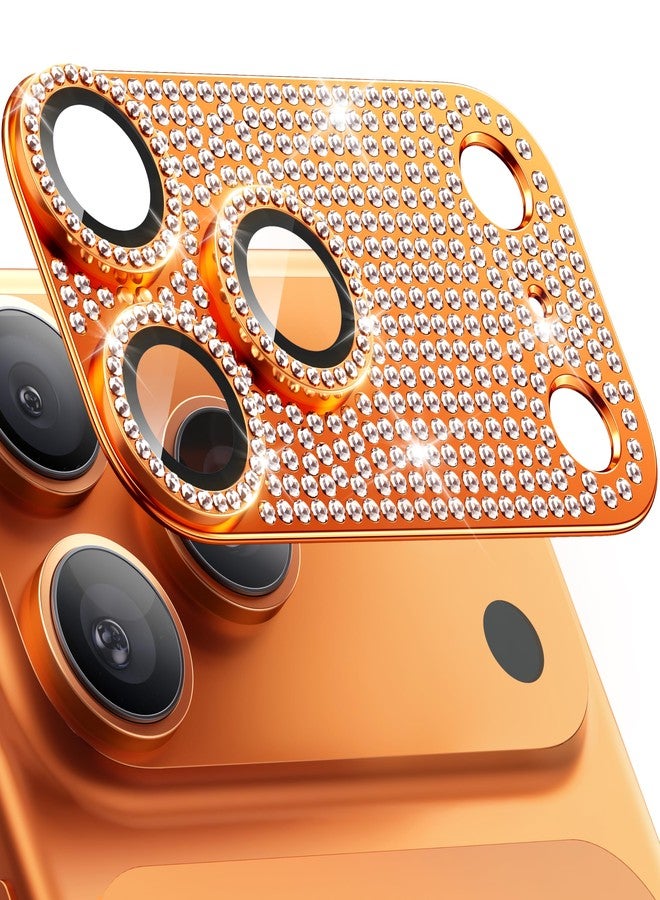 WSKEN for iPhone 17 Pro Max Camera Lens Protector Diamond Bling - [Not Easy to Fall][Strong Adsorption] Glitter Metal Aluminum Alloy Rear Camera Screen Cover Accessories, Cosmic Orange - Image 1