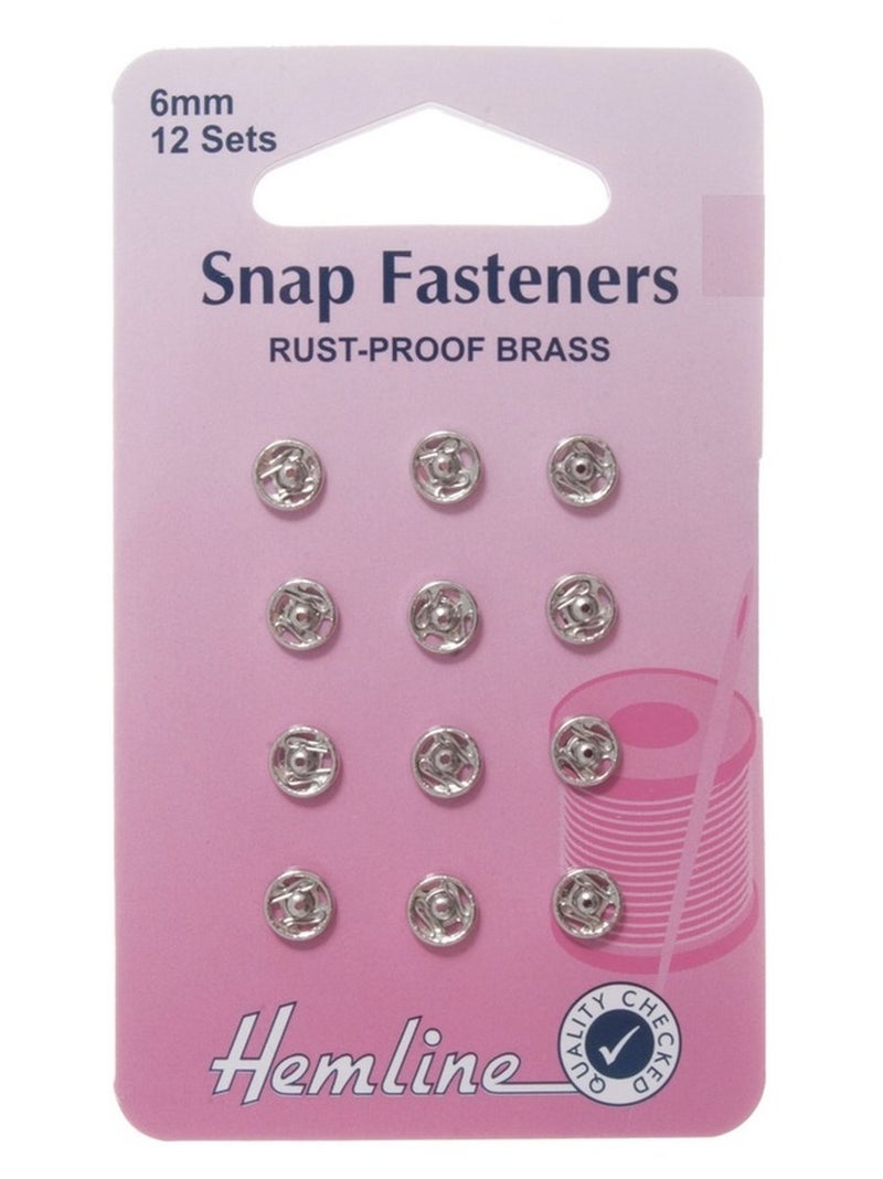Hemline Sew On Snap Fasteners 6mm NickelSilver