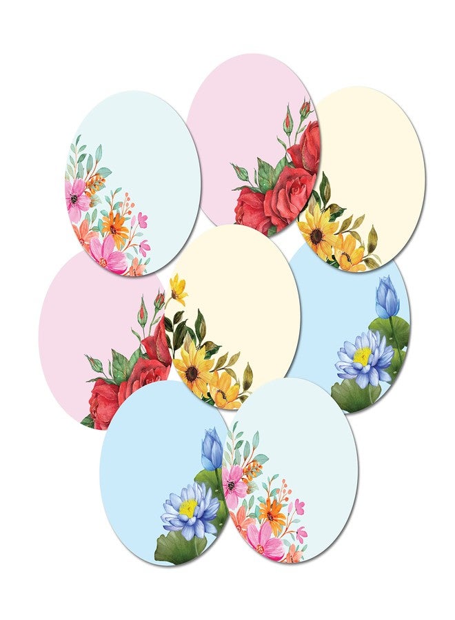 weRevel Floral Theme Note Stickers, 40 Pieces, 2 inc, Round, 4 Unique Designs - Image 1