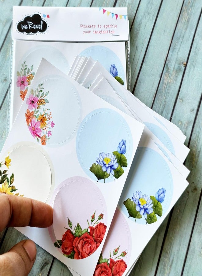 weRevel Floral Theme Note Stickers, 40 Pieces, 2 inc, Round, 4 Unique Designs - Image 4
