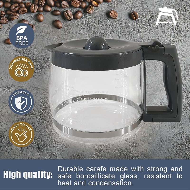 CUPALL Replacement Coffee Maker Carafe Compatible with Kenmore 100.40707310, Grey Handle & Lid - Image 2