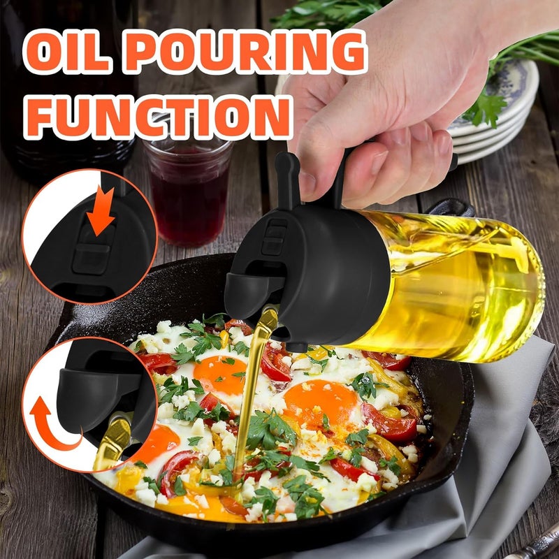 SQINELLI Oil Sprayer for Cooking, 500ml Glass Olive Oil Sprayer Mister, 2 in 1 Oil Spray Bottle, Oil Dispenser Kitchen Accessories for Air Fryer, Salad Making, Baking (Oil Sprayer) - Image 4