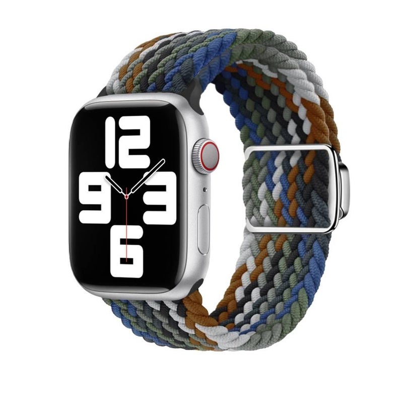 سوار ساعة ذكية باللون رمادي قابل للتعديل سوار نايلون حلقي متوافق مع Apple Watch 38/40/41/42/44/45/49mm بملاءمة قابلة للتعديل وحزام بديل - Image 5