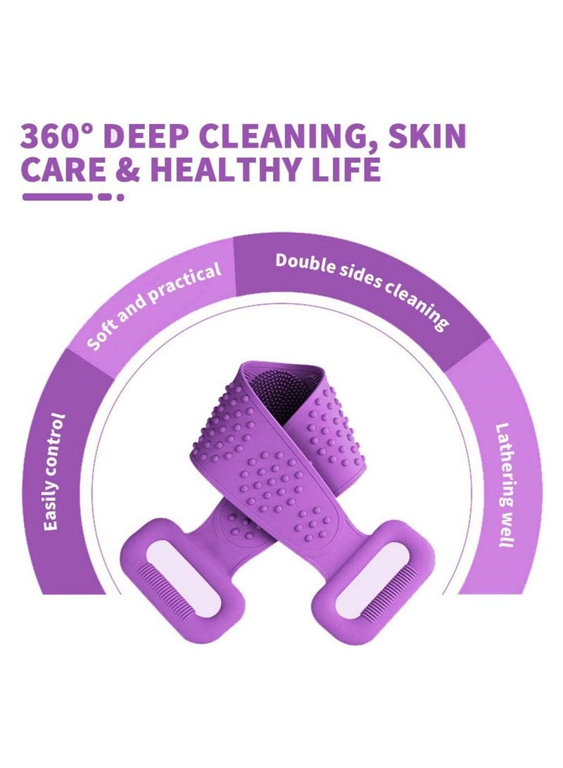 JAJEEK Silicone Body Scrubber Bath Towel Belt – 2-Sided Silicone Back Scrubber for Shower, Soft & Flexible, Exfoliation & Deep Cleaning for Smooth & Healthy Skin, Purple - Image 5