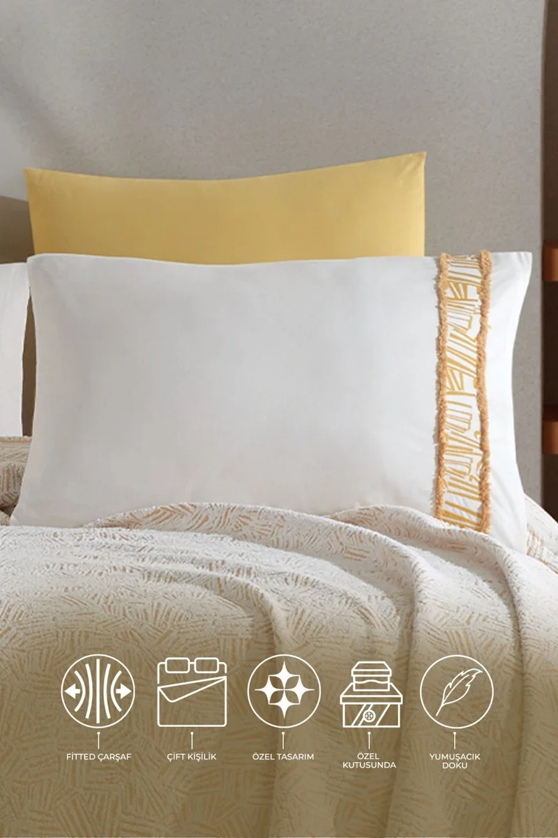 Elart Giza Blanket Set Double 6 Piece Mustard