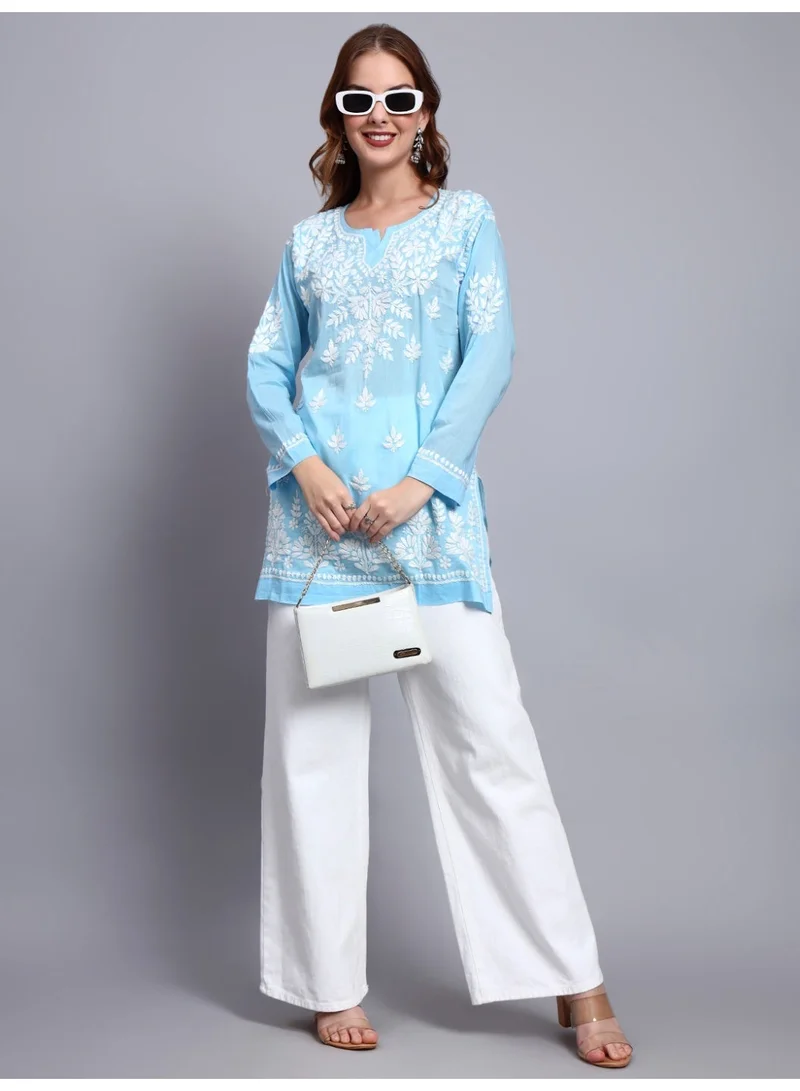 الايا بلوزة قصيرة مطرزة يدوياً بالقطن شيكانكاري للنساء