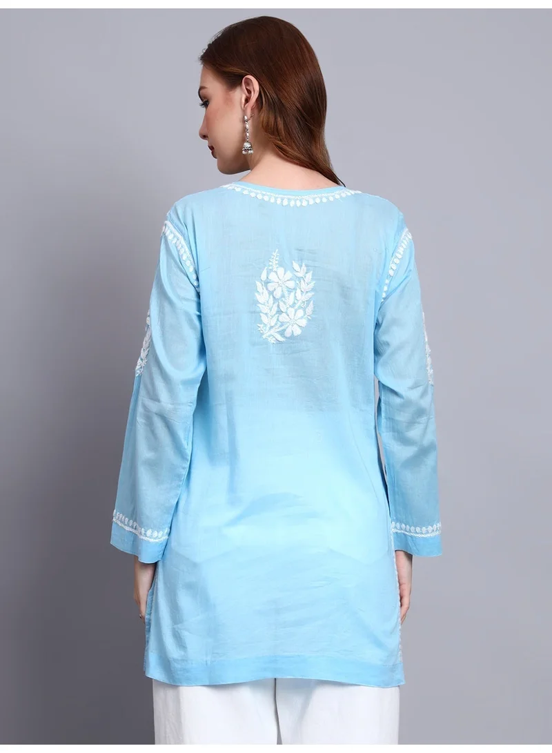 الايا بلوزة قصيرة مطرزة يدوياً بالقطن شيكانكاري للنساء