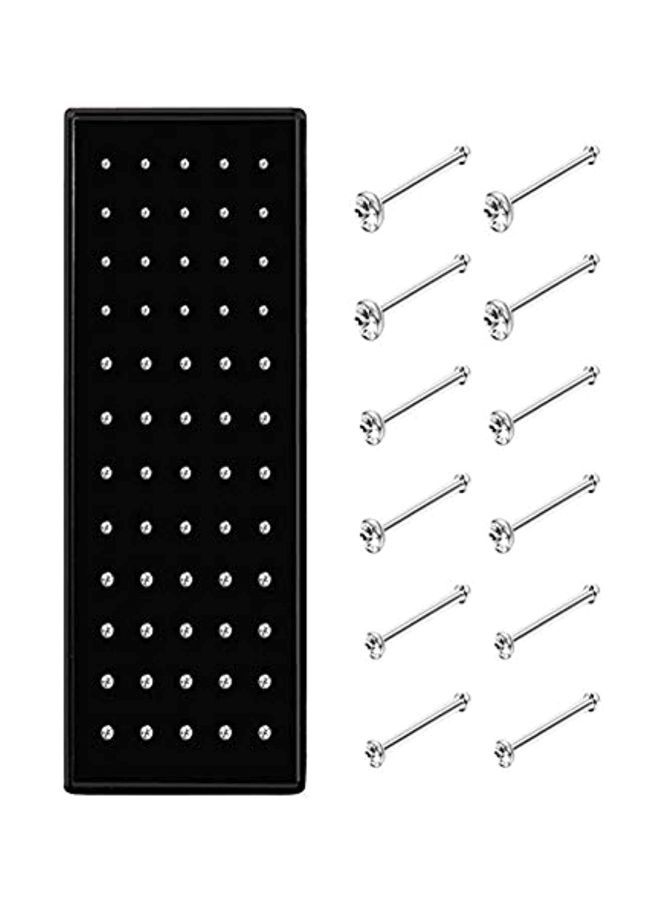 NIBEMINENT 60-Piece Stainless Steel Rhinestone Studded Nose Ring  - Image 1