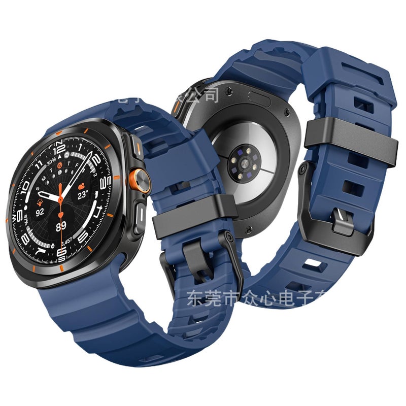 سوار ساعة ذكية رياضي من السيليكون متوافق باللون فضي قابل للتعديل مع Samsung Galaxy Watch 44/45/47mm بملاءمة قابلة للتعديل وحزام ناعم للاستبدال اليومي - Image 2
