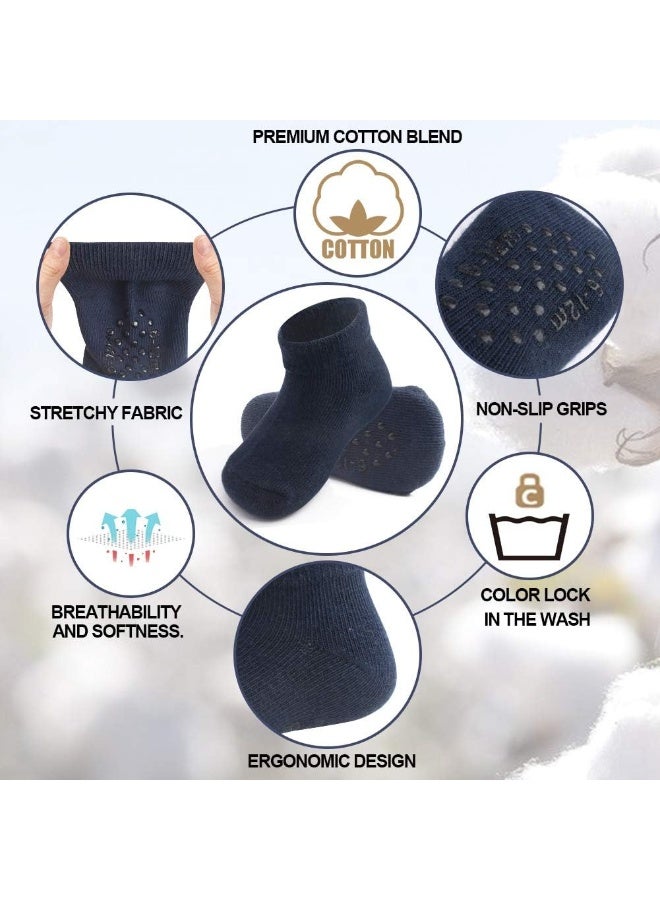 JAKIDAR JAKIDAR 12-Pair Baby Socks Non-Slip Cotton Toddler Socks Ankle Socks for Baby - Image 4