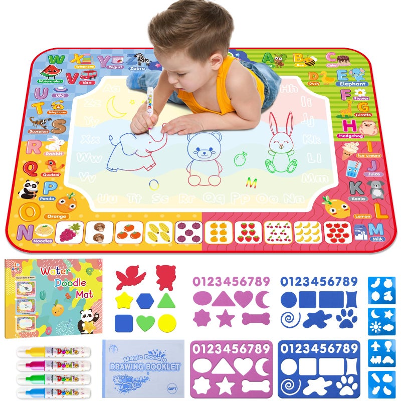Diteryy Water Doodle Mat 32 x 24 Inch Kids Water Painting Writing Drawing Mat ToyMess Free Coloring Extra Large Magic Educational Toys for Boys Girls Age 3 4 5 6 7 8 Year Old Christmas Birthday Present - Image 2