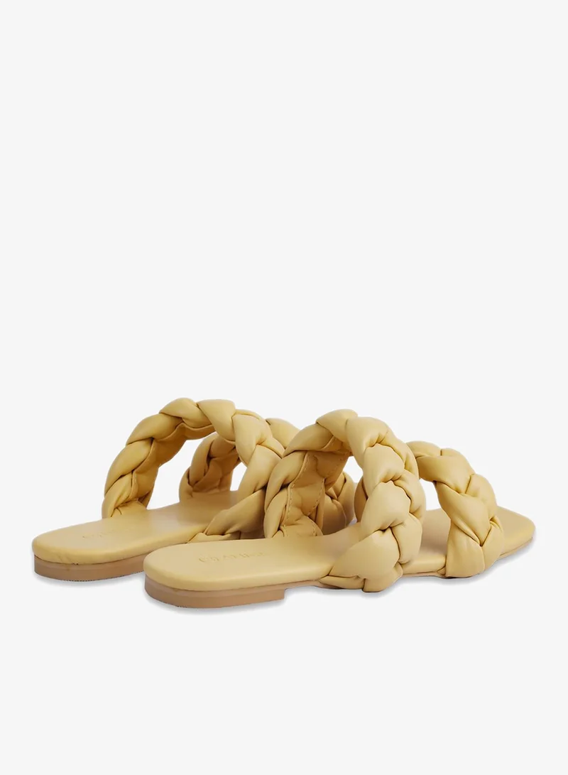 AMICA 38 Cara Women's Flat Leather Sandals with Double-Braided Strap for Women | Best Price UAE