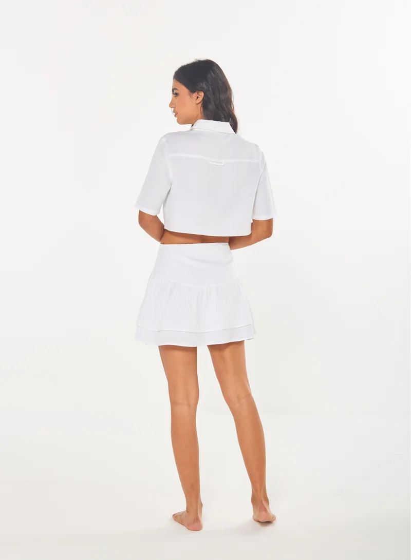 Ashita Fernandes Embroidered Crop shirt Button-Down Front