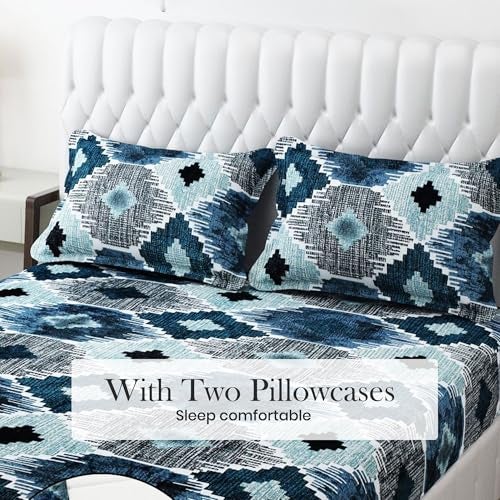 FRESH FROM LOOM Printed Fitted Woollen Feel Bedsheet for Single Bed,All Side Elastic Premium Winter Soft Fur Bed Sheet with 1 Pillow Cover,Single(Size-72"x48"(Fit up to 10 Inch)),200 TC,Multicolor - Image 2