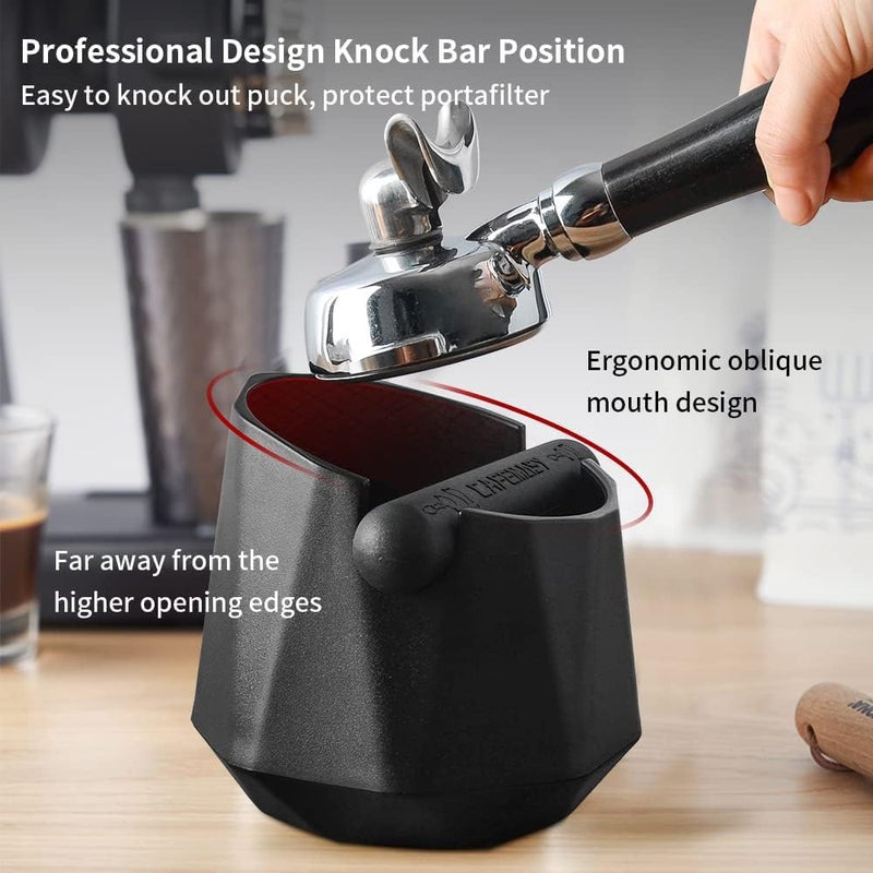 CAFEMASY Coffee Knock Box Espresso Grounds - CAFEMASY Home Use Epsresso Accessories Unique Design Diamond Shape Mini Knock Box with Espresso Cleaning Brush - Image 4