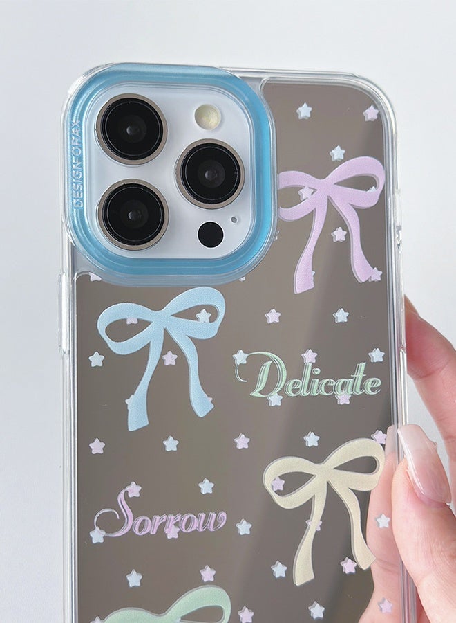 Lemon Compatible with iPhone 16 Pro Max Case, Cute Mirror & Selfie Tool with Hand Strap, Hands-Free Carrying Design, Military-Grade Airbag Shockproof Protection, Trendy Pattern, Perfect for Girls & Women - Blue - Image 3