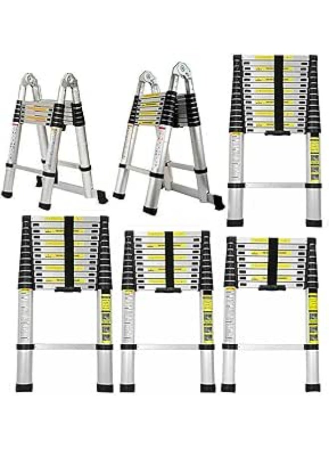 2.6 m Telescopic Aluminum Ladder – Foldable Extension Ladder – Multi-Purpose Use – EN131 Safety Standard – 150 kg Capacity – 8.5 ft - Image 1