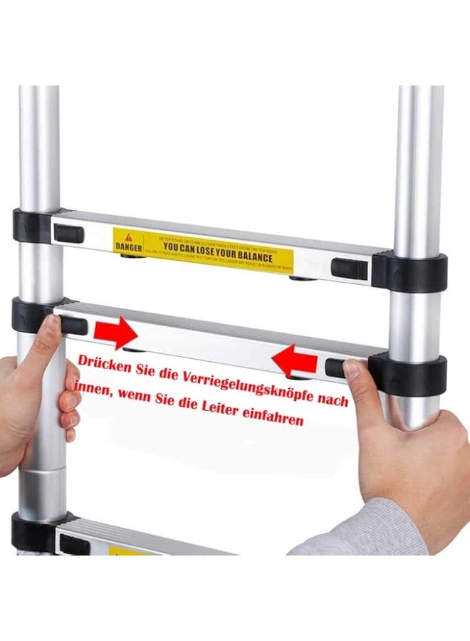2.6 m Telescopic Aluminum Ladder – Foldable Extension Ladder – Multi-Purpose Use – EN131 Safety Standard – 150 kg Capacity – 8.5 ft - Image 2