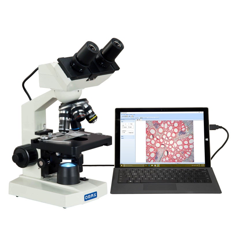 OMAX - MD82ES10 40X-2000X Digital LED Compound Microscope with Built-in 1.3MP Camera and Double Layer Mechanical Stage Compatible with Windows and Mac - Image 4