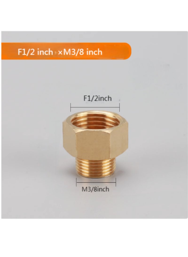 GA,Brass Nipple socket, BSP MaleAnd Female Thread Connectors, Heavy-Duty 1200 PSI, NPT Brass Adapter 1/2" Female to 3/8" Male Adaptor  - Image 2