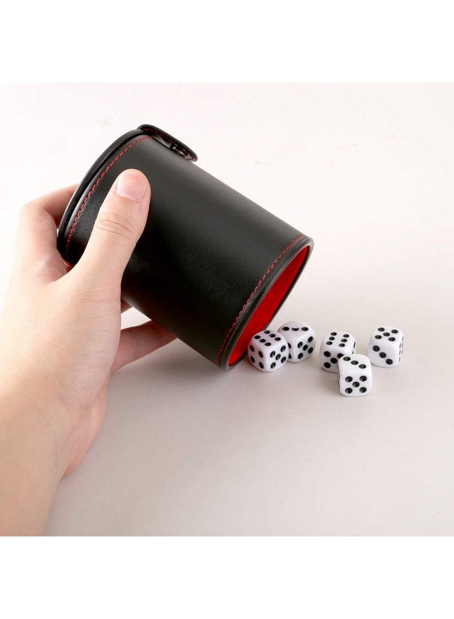 GWHOLE Dice Cup Leather Dice Games Shaker With Lid Bar Liar Dice Rolling Set Cup Storage Box Tray For Yahtzee Farkle Backgammon Bar Birthday Party Craps Games - Image 4