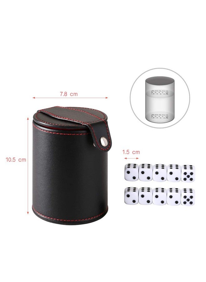 GWHOLE Dice Cup Leather Dice Games Shaker With Lid Bar Liar Dice Rolling Set Cup Storage Box Tray For Yahtzee Farkle Backgammon Bar Birthday Party Craps Games - Image 2
