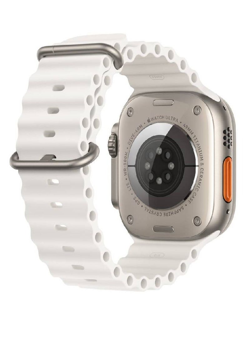 GENNEXT - New Arrival Dual Buttons Heart Rate Tracker Extreme Sports Wireless Charging Ultra Smart Watch White - Image 1