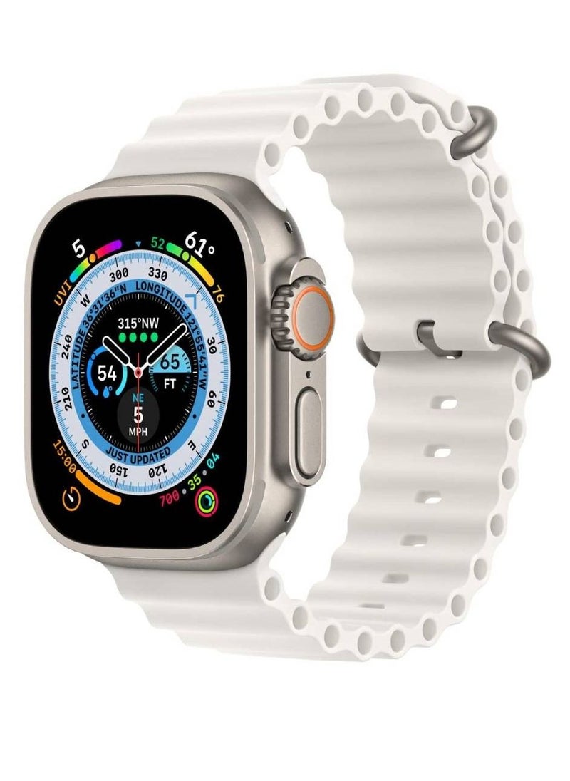 GENNEXT - New Arrival Dual Buttons Heart Rate Tracker Extreme Sports Wireless Charging Ultra Smart Watch White - Image 1