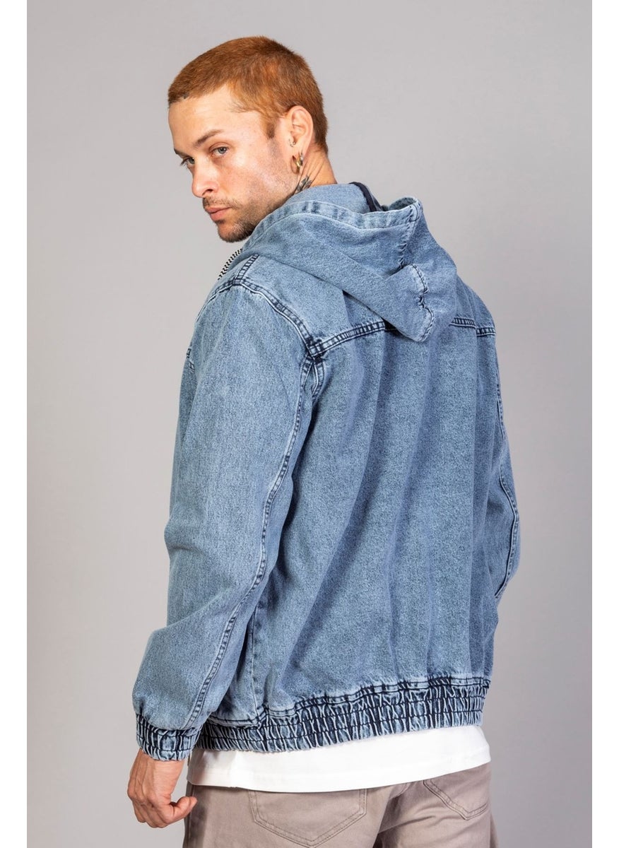 Men's Hooded Oversize Martian Blue Snow Wash Denim Jacket - pzsku/Z8D2C50FF2C44B413B9C5Z/45/_/1731326929/8888e1e7-7010-44da-b3be-7b204540e5b8