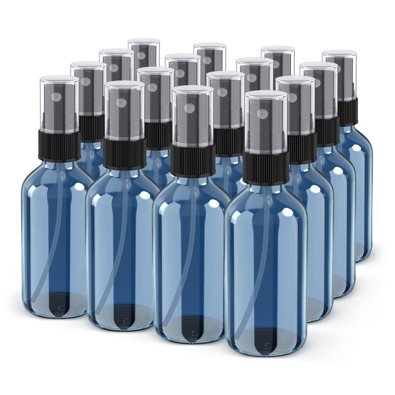 Wedama Spray Bottle, 2 oz Fine Mist Glass Spray Bottles, Little Refillable Liquid Containers for Watering Flowers Cleaning (16 Pack Indigo Blue) - Image 1