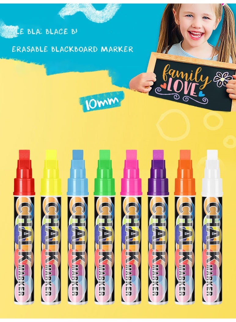 Generic 8 PCS new liquid erasable chalk marking set, 8 color highlighter marking pen for flash LED light board blackboard whiteboard whiteboard chalk menu menu message board glass window - Image 1