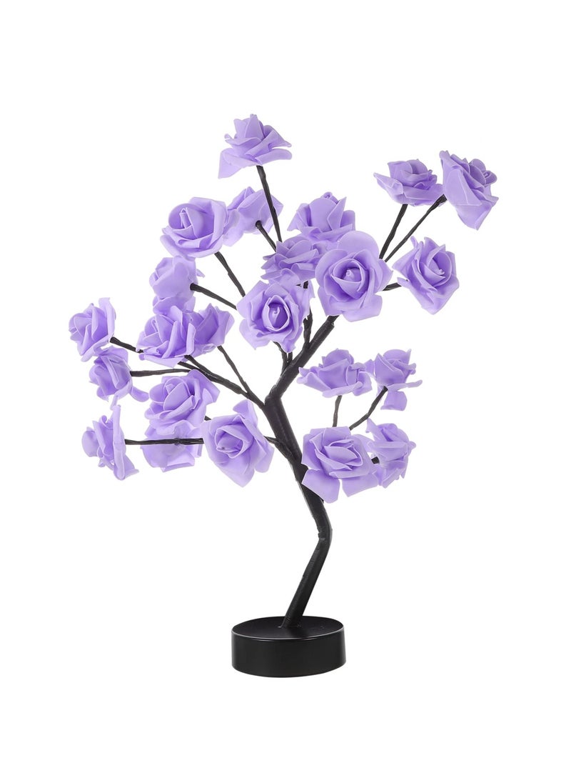 Excefore Rose Flower Tree Lamp, 24 LED Rose Flower Table Lamp Tabletop Lamp Lights, for Girls Women Bedroom Living Room Decor Gifts, for Girls Gift Mother’s Day Valentine’s Day Wedding (Purple)  - Image 1