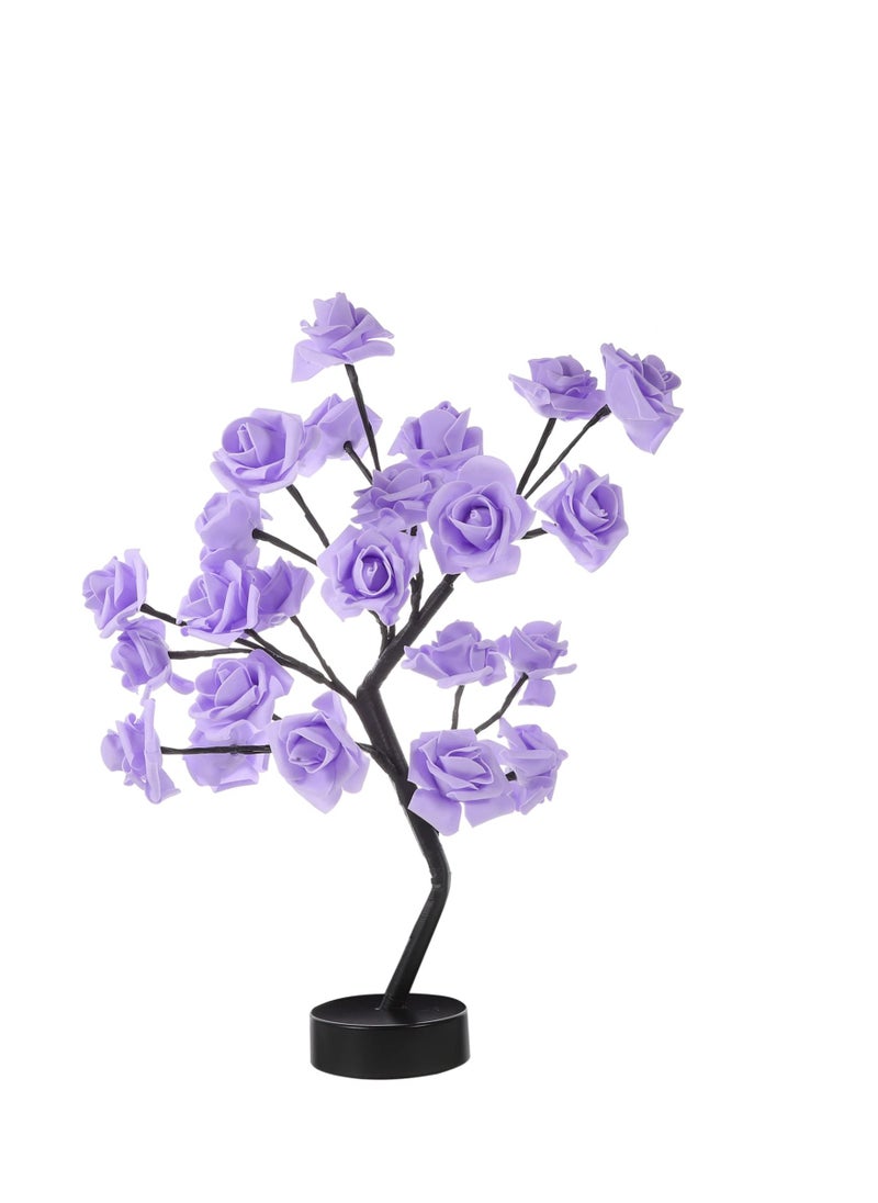 Excefore Rose Flower Tree Lamp, 24 LED Rose Flower Table Lamp Tabletop Lamp Lights, for Girls Women Bedroom Living Room Decor Gifts, for Girls Gift Mother’s Day Valentine’s Day Wedding (Purple)  - Image 5
