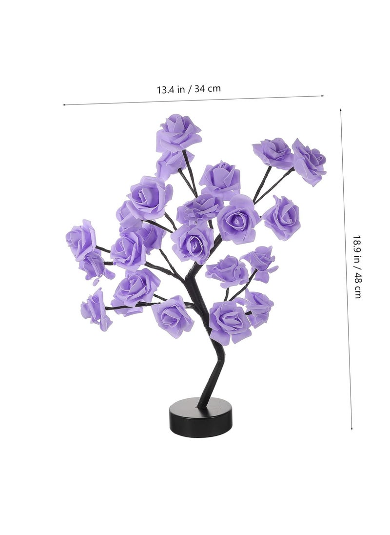 Excefore Rose Flower Tree Lamp, 24 LED Rose Flower Table Lamp Tabletop Lamp Lights, for Girls Women Bedroom Living Room Decor Gifts, for Girls Gift Mother’s Day Valentine’s Day Wedding (Purple)  - Image 4