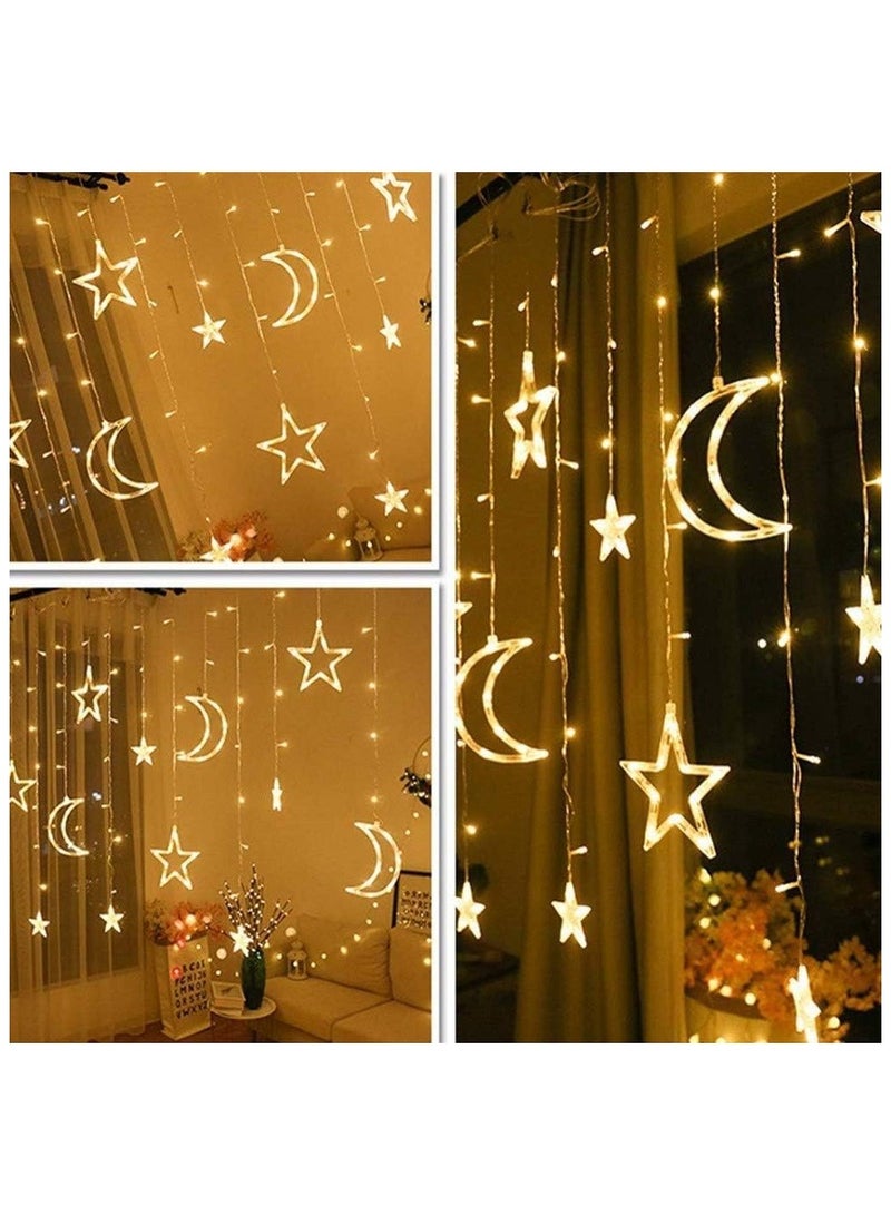 COKEEY Christmas LED String Lights - 3.5m Star Moon LED Curtain Lights Garland Wedding Decorations for Christmas, Wedding, Party, Home, Terrace, Ramadan, Lawn (Warm Light) - Image 3