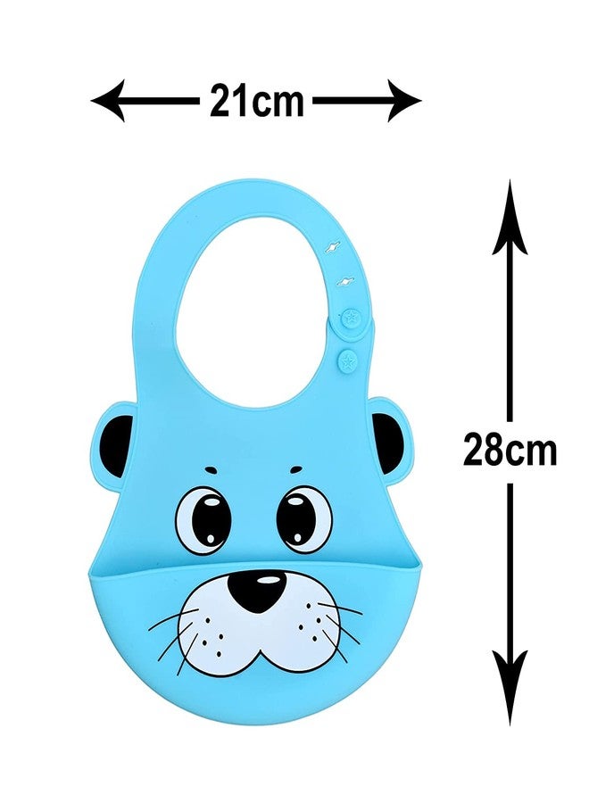 Aplam Chaplam Silicone Feeding Bib with Adjustable Strap, Waterproof, Easy to wash, Stain Proof | BPA Free/Soft Material Bibs with Tray/Food Catcher (Pink Blue) - Image 3