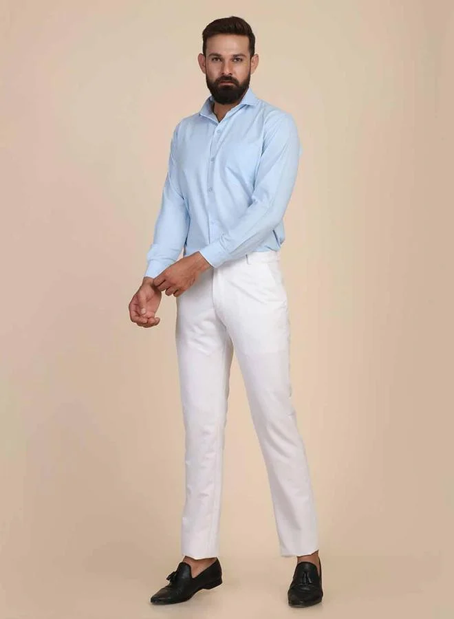 Take Two White Men White Slim Fit Formal Trousers for Men | Best Price UAE