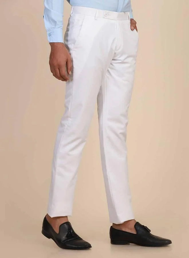 Take Two White Men White Slim Fit Formal Trousers for Men | Best Price UAE