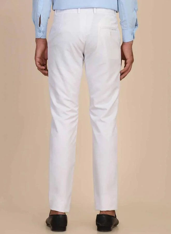 Take Two White Men White Slim Fit Formal Trousers for Men | Best Price UAE
