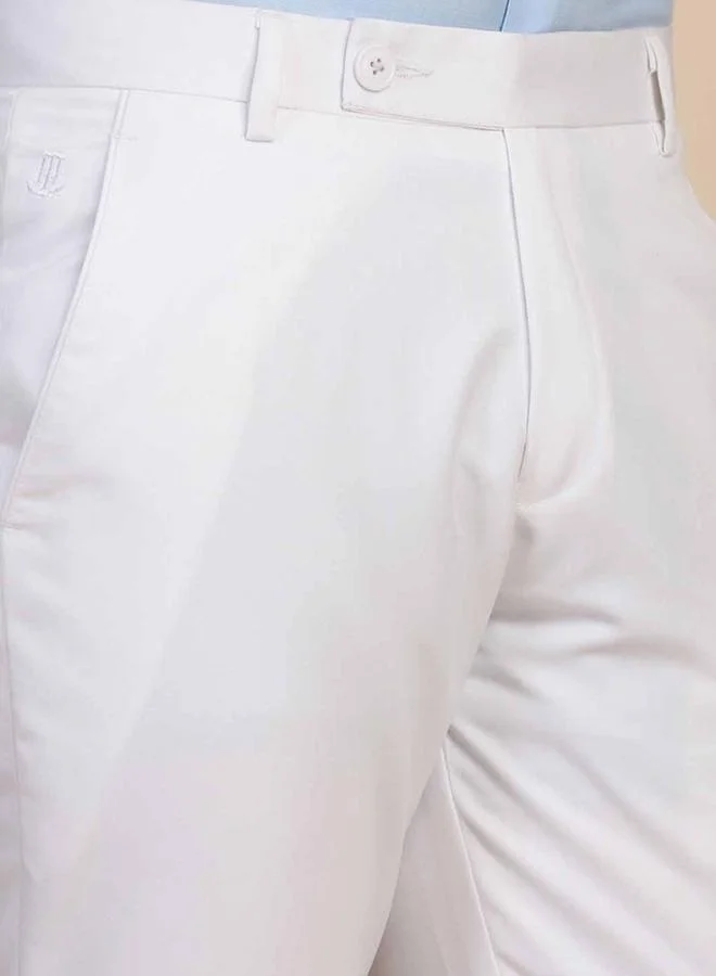 Take Two White Men White Slim Fit Formal Trousers for Men | Best Price UAE