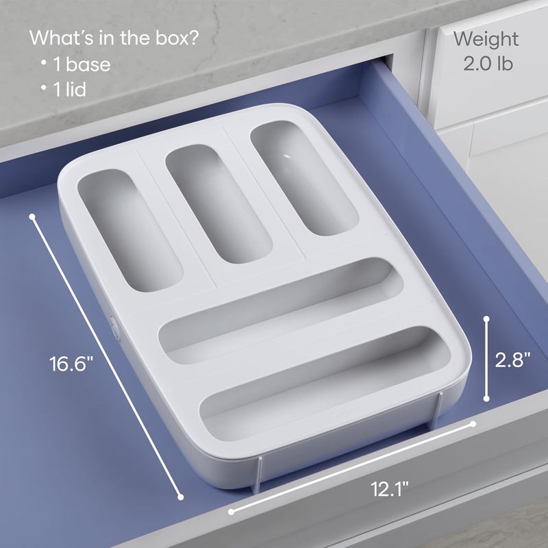 YouCopia StoraBag Plastic Sandwich Bag Organizer for Kitchen Storage, 5-Slot, White - Image 4