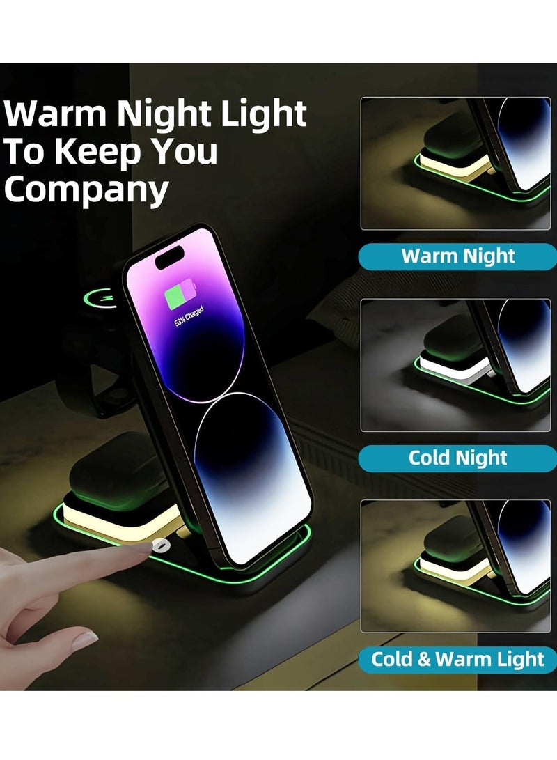 SYOSI Wireless Charging Station Magnetic iPhone Charger 3 in 1 15W Fast Mag-Safe Charger Stand with QC3.0 Adapter for iPhone Samsung Galaxy Qi-Enabled Phone iWatch Ultra/8/7/6/5/4/3/2 - Image 2