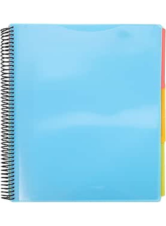 Blue Plastic Coil File Folder Document Organizer 12 Pages Portable Storage Holder Office School - Image 1
