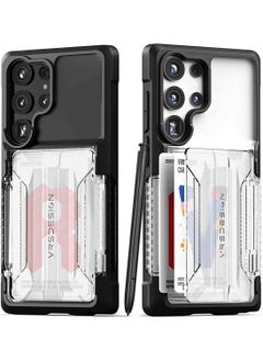 VRS Design Neo Flip Active Samsung Galaxy S23 Ultra Case Cover Wallet with Semi Automatic Snap Door Credit Card Holder Slot [2 Cards] - Black Crystal  - Image 1