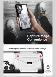 VRS Design Neo Flip Active Samsung Galaxy S23 Ultra Case Cover Wallet with Semi Automatic Snap Door Credit Card Holder Slot [2 Cards] - Black Crystal  - Image 3