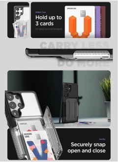 VRS Design Neo Flip Active Samsung Galaxy S23 Ultra Case Cover Wallet with Semi Automatic Snap Door Credit Card Holder Slot [2 Cards] - Black Crystal  - Image 2