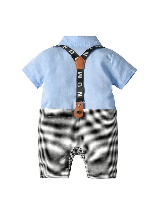 Hopscotch - Hopscotch Boys Check Print Romper In Blue Color for Ages 12-24 Months - Image 1