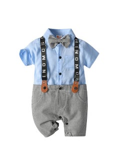 Hopscotch Hopscotch Boys Check Print Romper In Blue Color for Ages 12-24 Months  - Image 1
