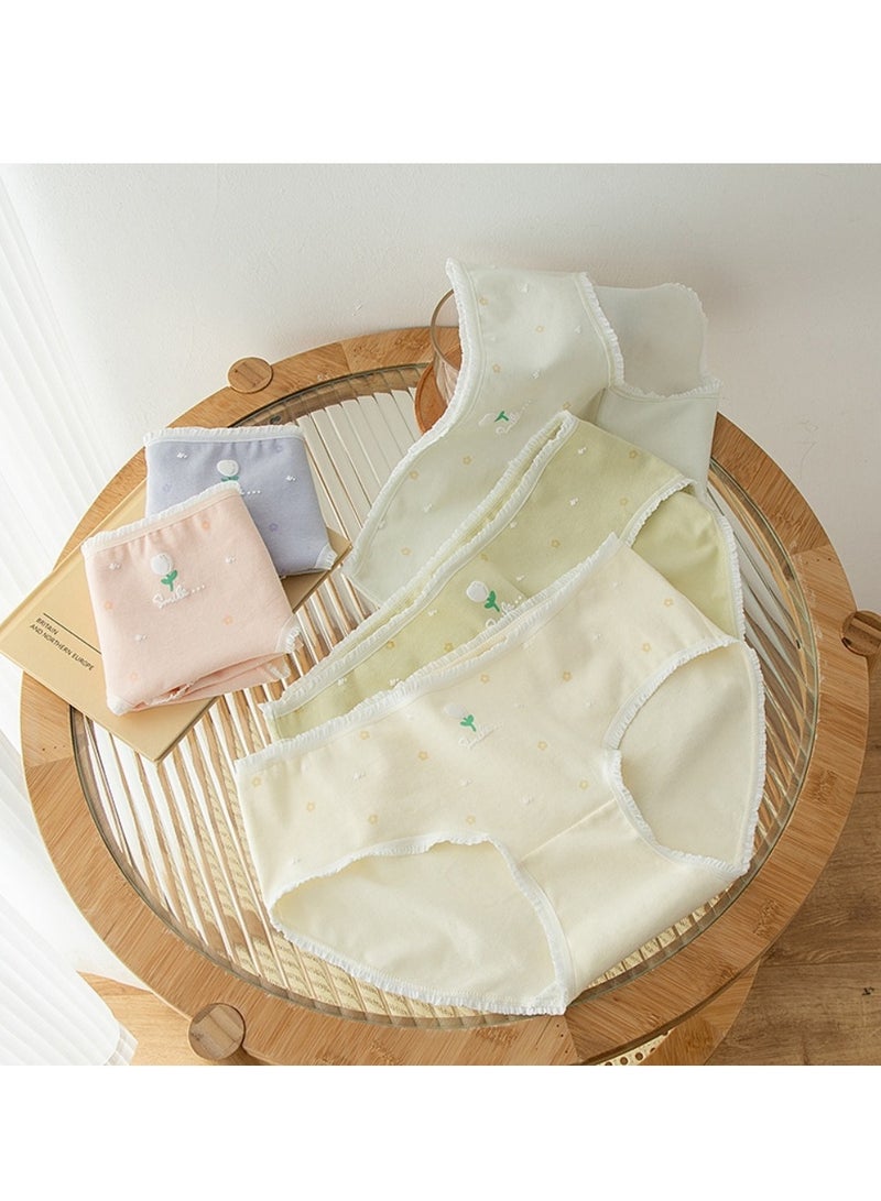 مجموعة من 5 ملابس داخلية قطنية أنيقة بخصر متوسط، ملابس داخلية مريحة وجيدة التهوية للفتيات - Image 1