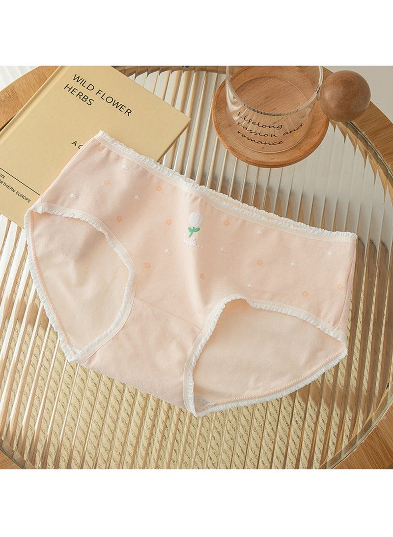 مجموعة من 5 ملابس داخلية قطنية أنيقة بخصر متوسط، ملابس داخلية مريحة وجيدة التهوية للفتيات - Image 2